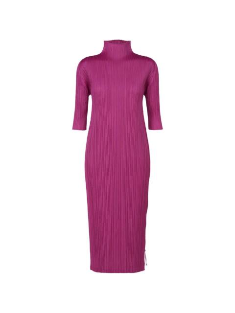 pleated high-neck dress