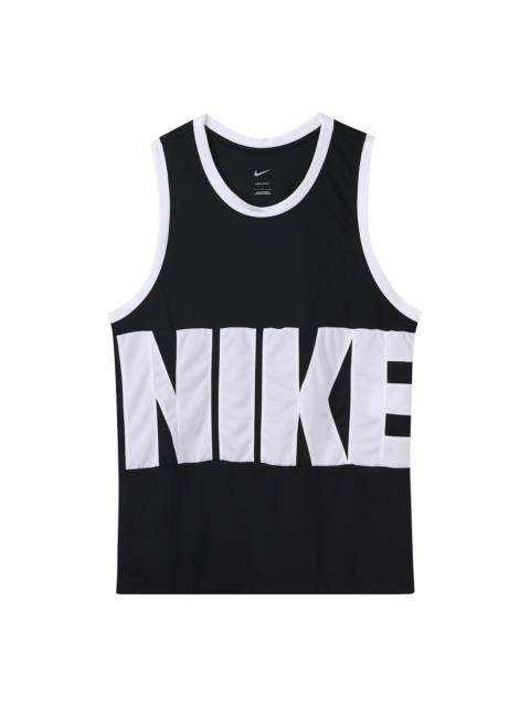 Men's Nike Large Logo Printing Sports Basketball Jersey/Vest Black DA1042-010