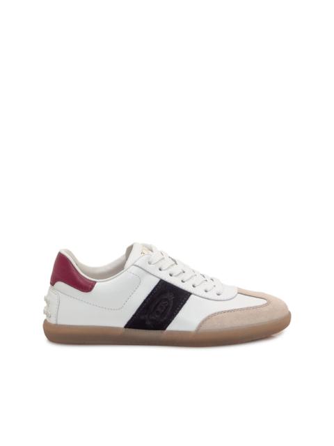 contrasting leather trainers