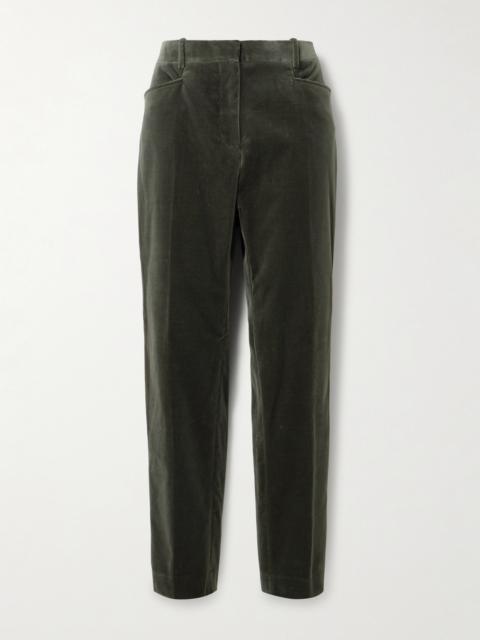 Cotton-blend Velvet Straight-leg Pants