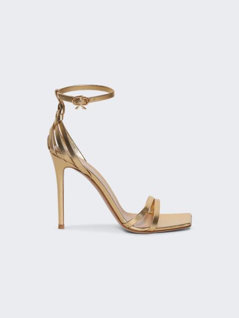 Metallic Leather High Heel Sandals Gold