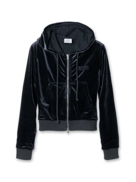 Fitted Zip-Up Velvet Hoodie