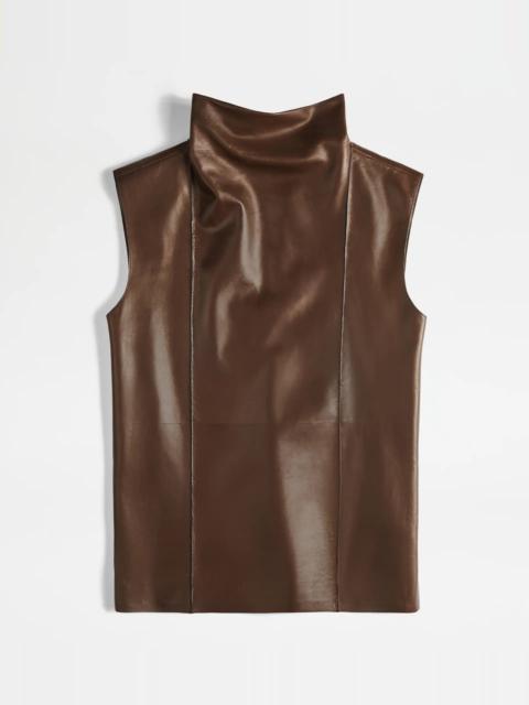 TOP IN NAPPA LEATHER - BROWN