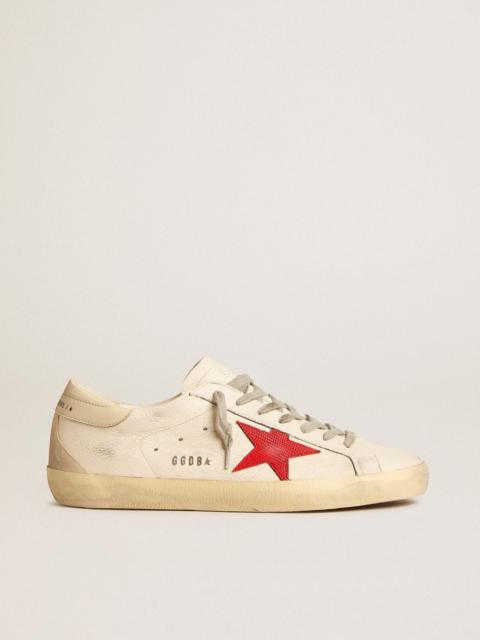 Super-Star in nappa with red star and cream leather heel tab