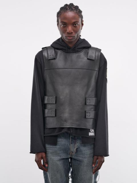 Black Lamb Leather Biker Vest