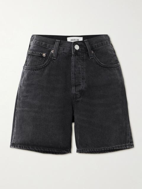 V-Waist denim shorts Black