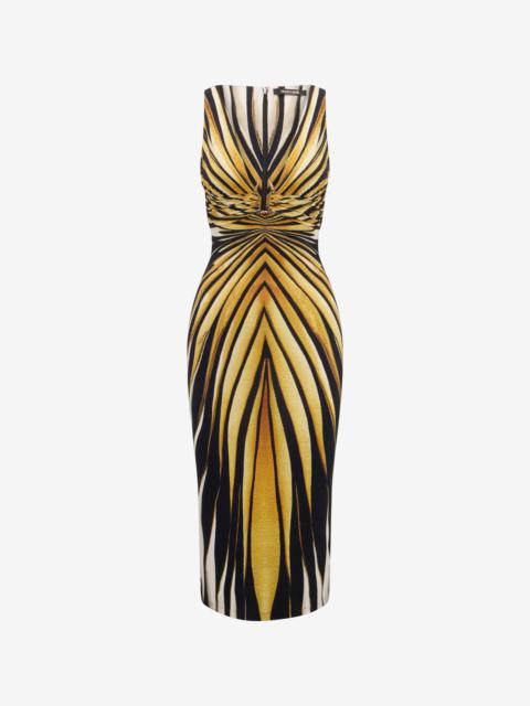 Ray Of Gold Print Dress Midi