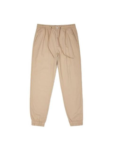 Men's Converse Solid Color Woven Casual Cargo Bundle Feet Long Pants/Trousers Khaki 10021639-A04