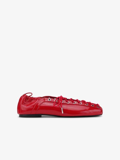 RED LACE-UP BALLERINAS
