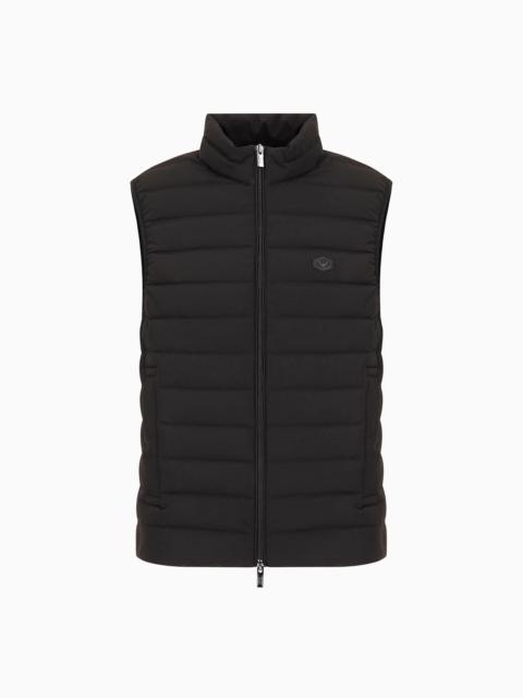 Sleeveless full-zip down jacket in quilted nylon with eagle logo patch