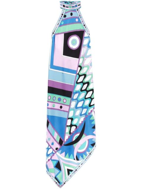 Vivara-print halterneck silk dress