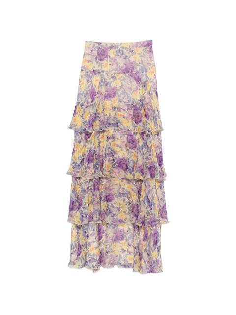 floral tiered maxi skirt