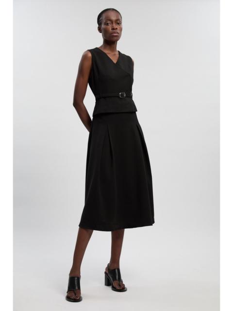 Compact Essential Belted Tailored Full Midi Dress