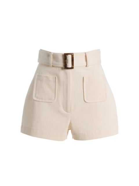 Belted Cotton Pocket Shorts off-white