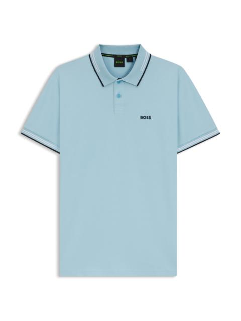 STRETCH-COTTON SLIM-FIT POLO SHIRT WITH BRANDING