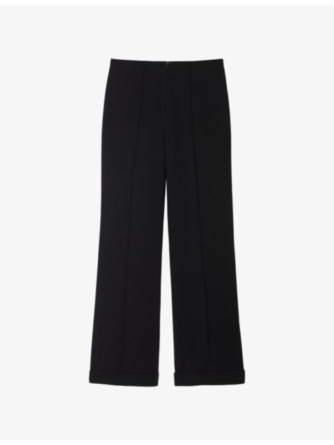 Straight-Leg High-Rise Stretch-Woven Trousers