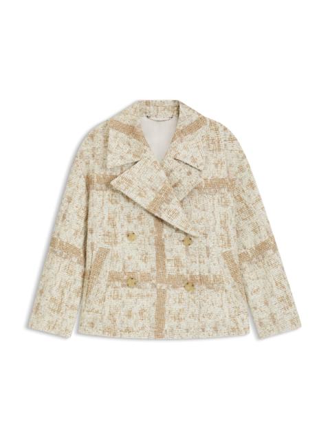 CHECK-JACQUARD COAT WITH DOUBLE-BREASTED CLOSURE