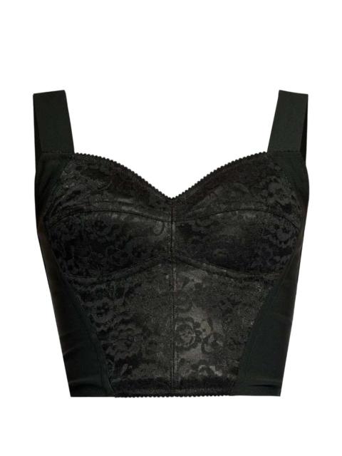 lace-overlay cropped bustier