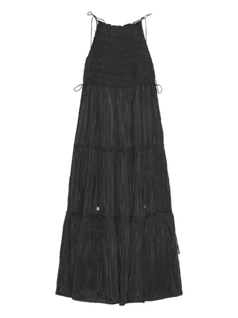 tie-strap smocked maxi dress