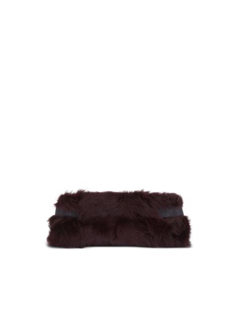 shearling-trimmed clutch bag