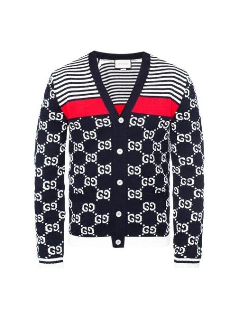 GG and stripes knit cardigan