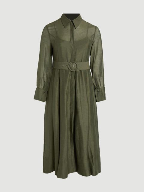 Plus Size Organdie Woven Midi Shirt Dress