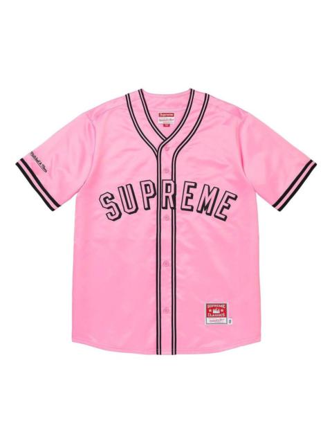 Supreme x Mitchell & Ness Satin Baseball Jersey 'Pink Black' SUP-SS23-016