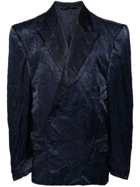 crinkle-effect double-breasted blazer