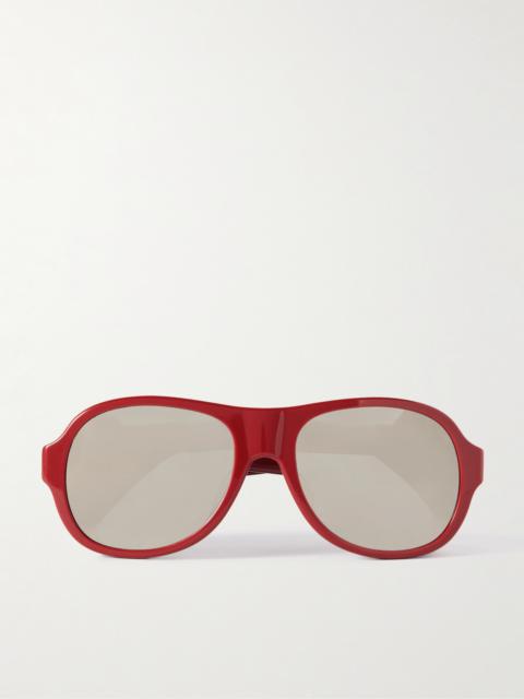 Aviator-style Acetate And Leather Sunglasses
