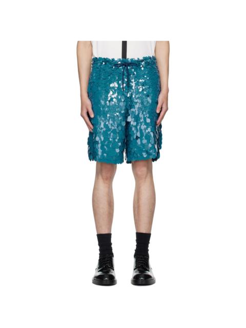 Blue Embellished Shorts
