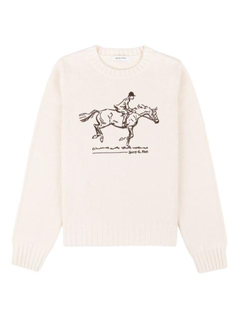 equestrian graphic crew-neck sweater