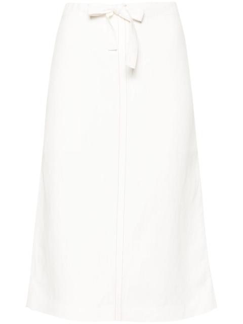contrast-stitching drawstring midi skirt