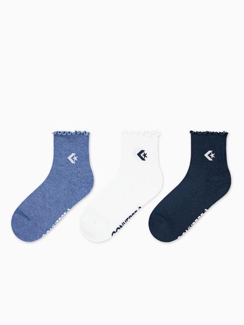 3-Pack Chevron Star Lettuce Cuff Quarter Socks