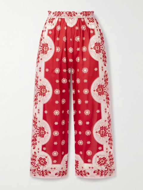 Otto Cropped Bandana-print Cotton-voile Wide-leg Pants