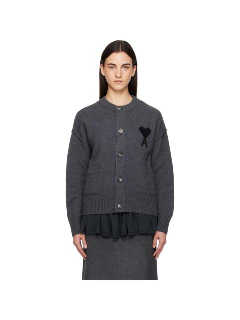 Gray Felted Merino Wool Knit Ami de Coeur Cardigan