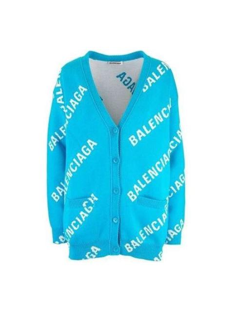 (WMNS) Balenciaga Logo Monogram Cardigan Relaxed Fit 'Blue' 625330T31784661