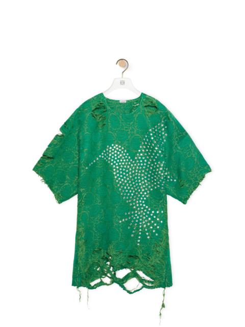 Embellished top in linen and silk