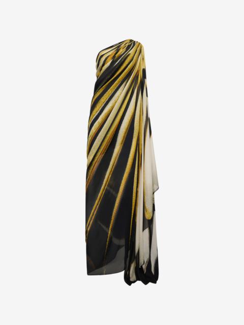Ray Of Gold Print Silk Maxi Dress