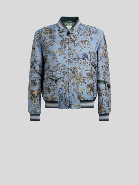 COTTON-BLEND JACQUARD BOMBER JACKET WITH FLORA AND FAUNA MOTIF