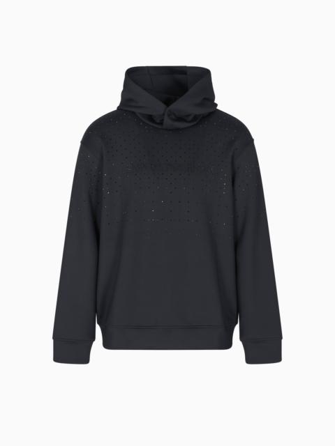 CLUBWEAR DOUBLE-JERSEY HOODED SWEATSHIRT WITH RHINESTONES