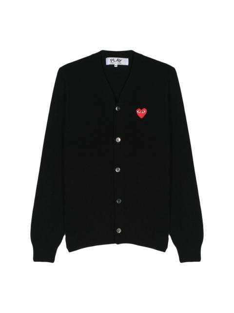 UNISEX V-NECK CARDIGAN RED HEART - BLACK