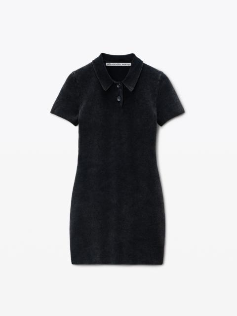 Black Cotton-Blend Chenille Minidress