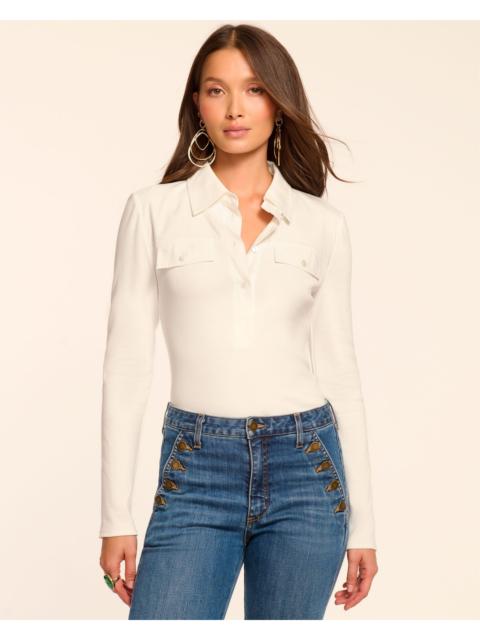 Laurenza Cotton Knit Combo Long Sleeve Top