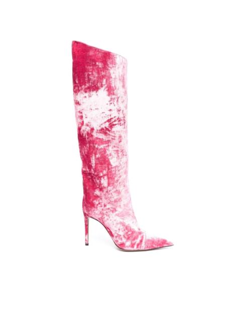 stiletto-heel velvet boots