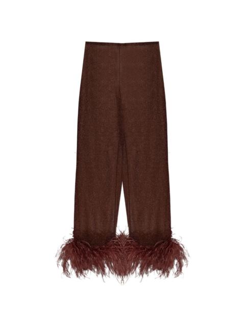 plumage feather-trim trousers