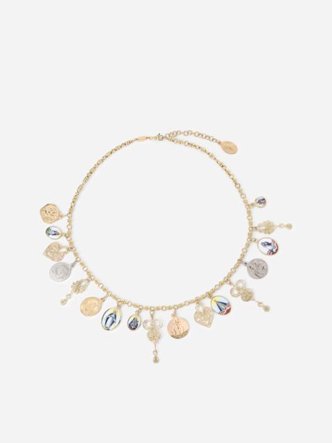 Sicily Necklace 18-carat yellow and white gold and ancient ceramic miniatures