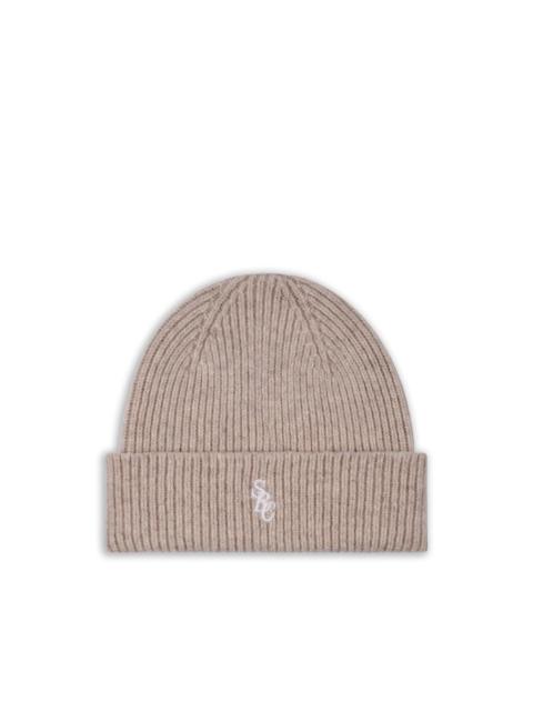 embroidered-logo ribbed beanie hat