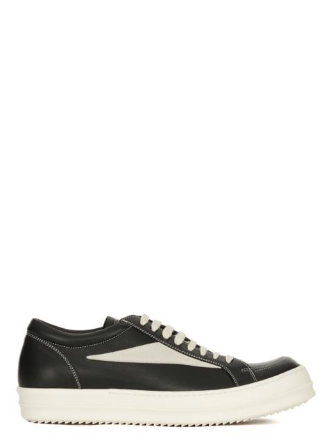 Vintage Suede-Trimmed Leather Sneakers Black