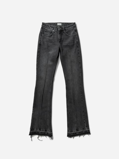 Women's Flare Denim Pants Used Sanded Black Wash