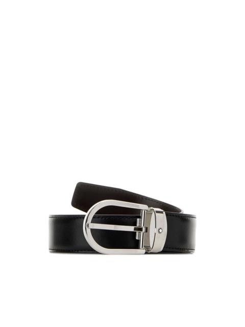 Horseshoe reversible leather belt